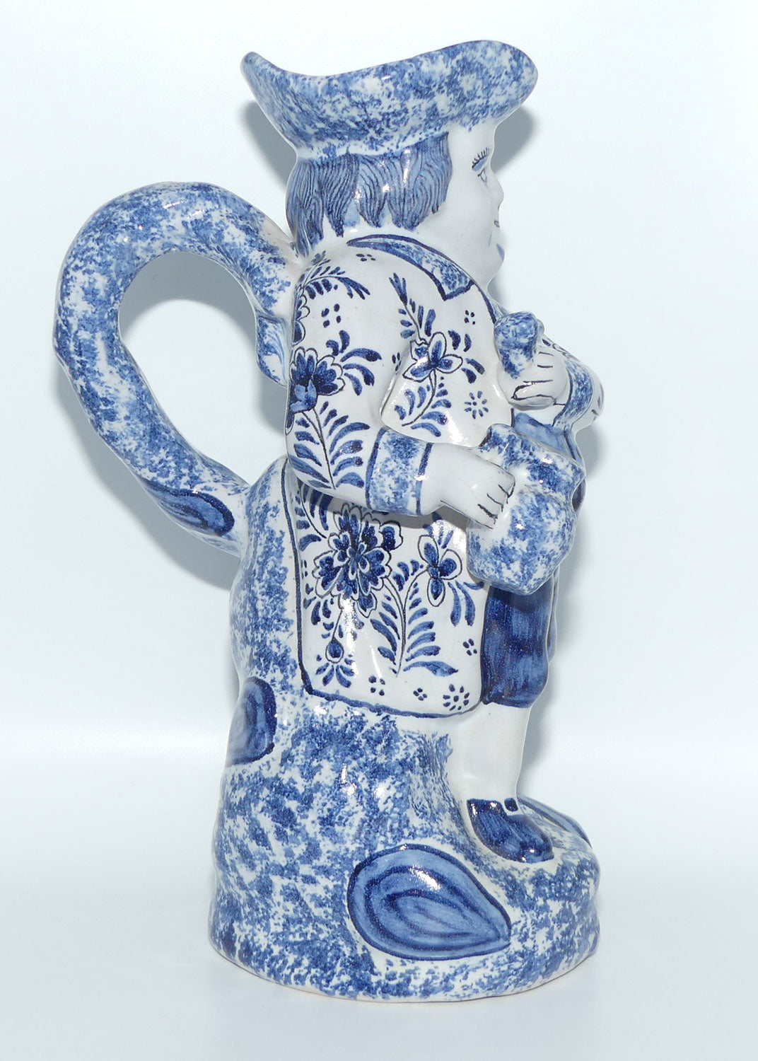 Hand Painted 19th Cent Blue and White Tin Glaze Delftware toby jug | Man Standing