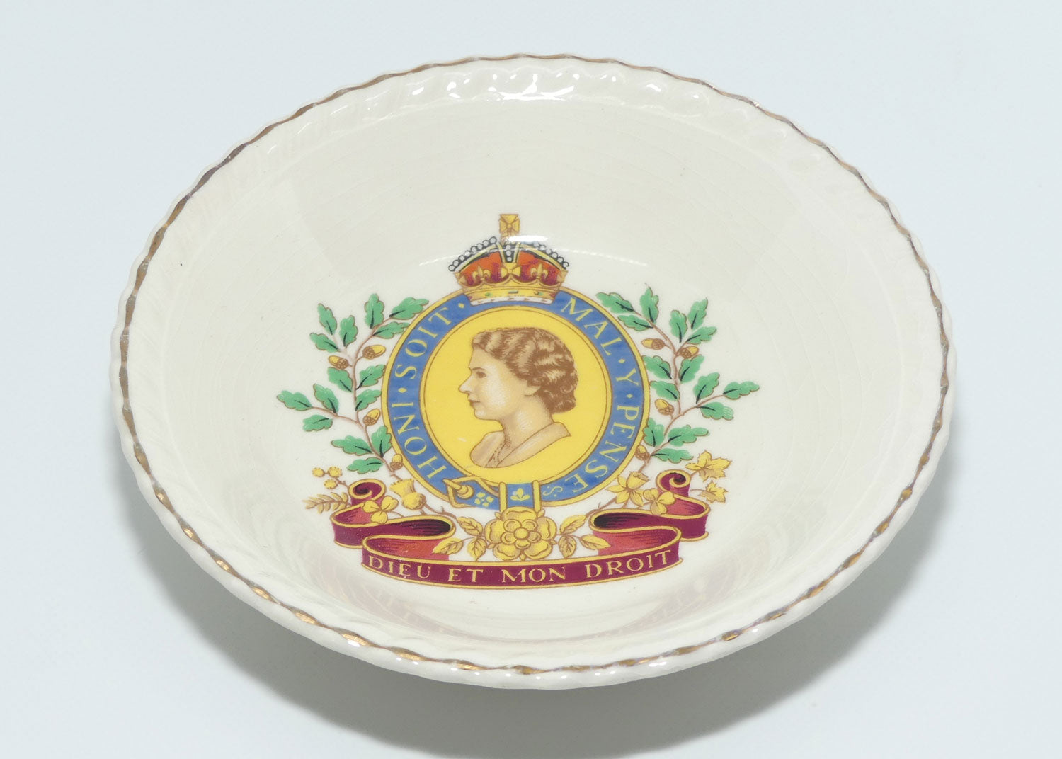 Queen Elizabeth II Dieu et mon Droit | Honi Soit Mal Y Pense bowl