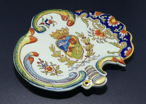 French Rouen Faience Heraldic decorated tray