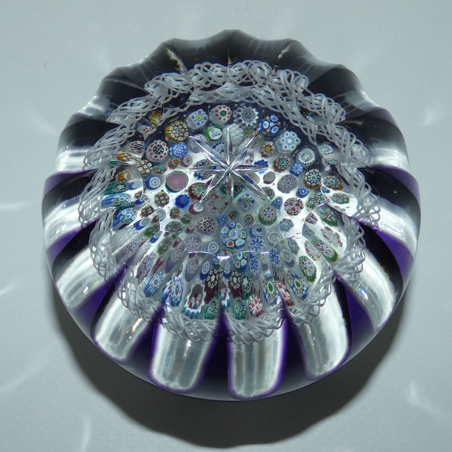 john-deacons-scotland-amethyst-flash-overlay-closepack-millefiori-paperweight