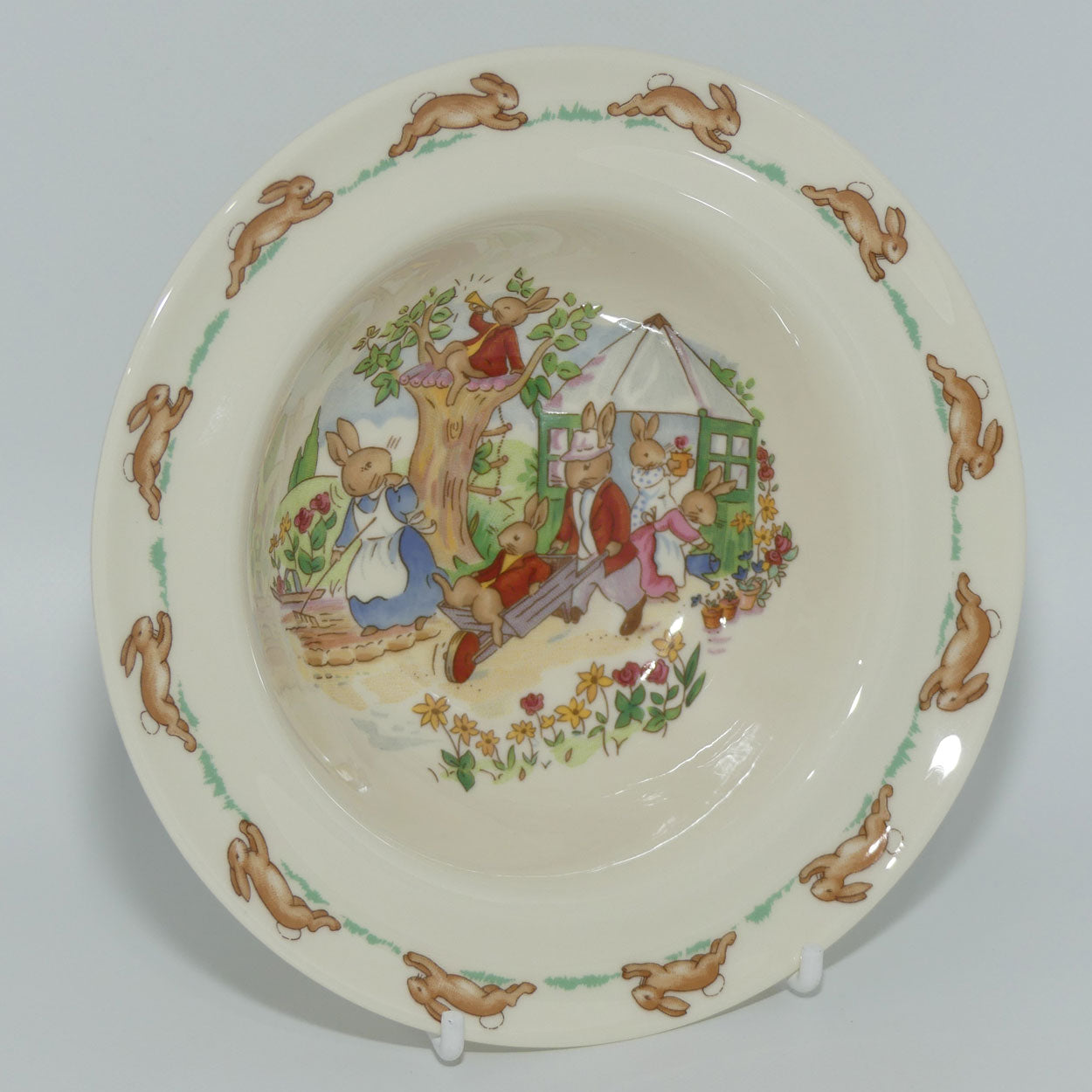 Royal Doulton Bunnykins Tableware Gardening scene rimmed bowl