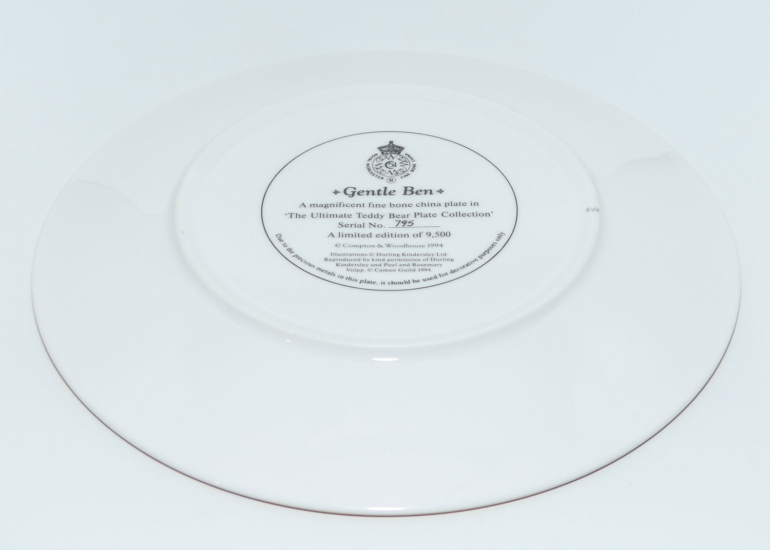 Royal Worcester Ultimate Teddy Bear Plate Collection plate