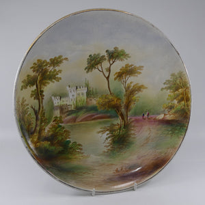 english-staffordshire-plaque-with-hand-painted-harewood-castle-lumby-castle-scene-signed-henry-harry-sampson-hancock-1902