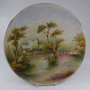 english-staffordshire-plaque-with-hand-painted-harewood-castle-lumby-castle-scene-signed-henry-harry-sampson-hancock-1902