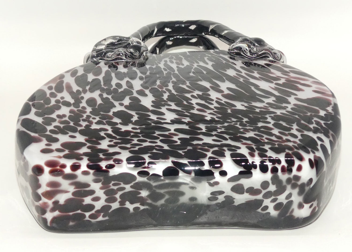 hand-blown-glass-faux-tortoiseshell-pattern-handbag-vase-large-size