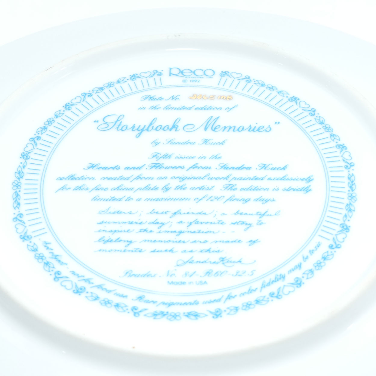 bradex-84-r60-32-5-plate-hearts-and-flowers-by-sandra-kuck-storybook-memories