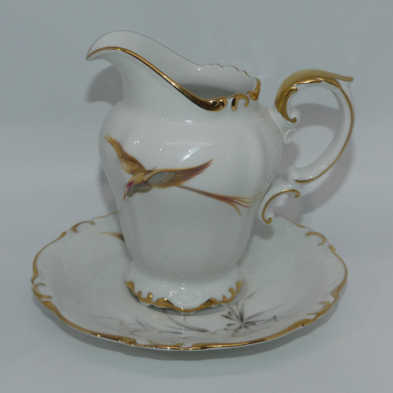 heinrich-and-co-selb-bavaria-bird-pattern-tall-cream-jug