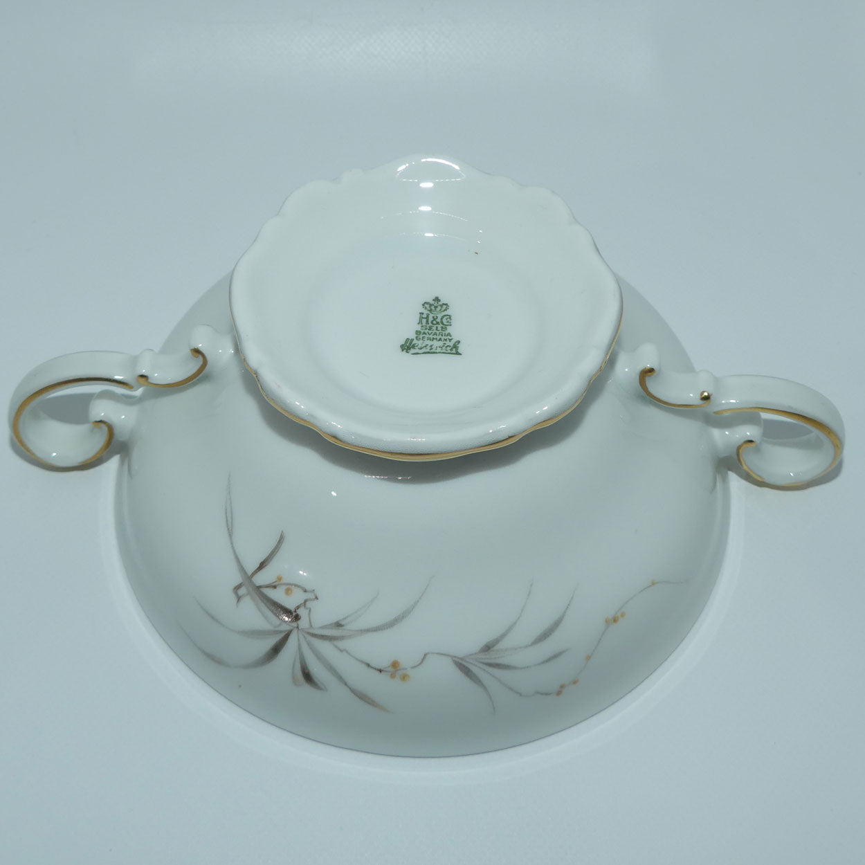 heinrich-and-co-selb-bavaria-bird-pattern-soup-coupe-and-underplate