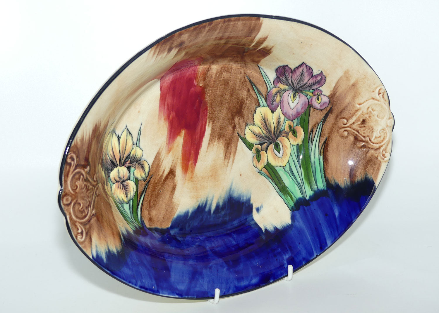 H & K Tunstall Iris pattern large oval bowl