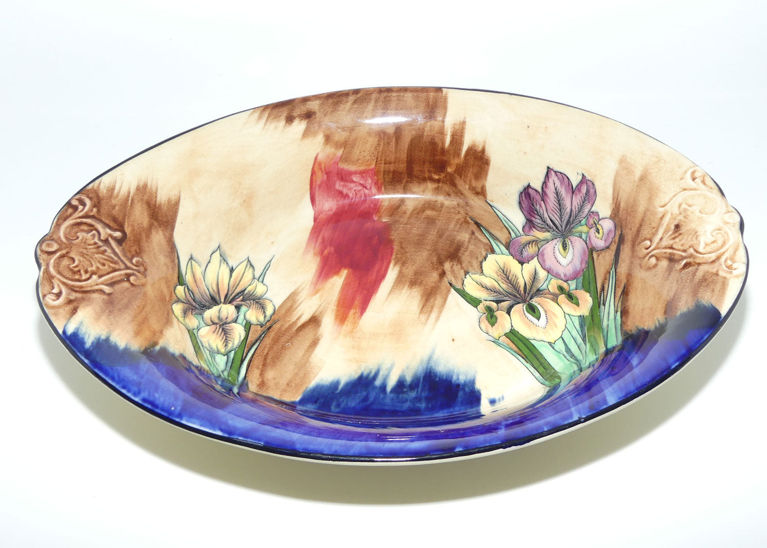 H & K Tunstall Iris pattern large oval bowl