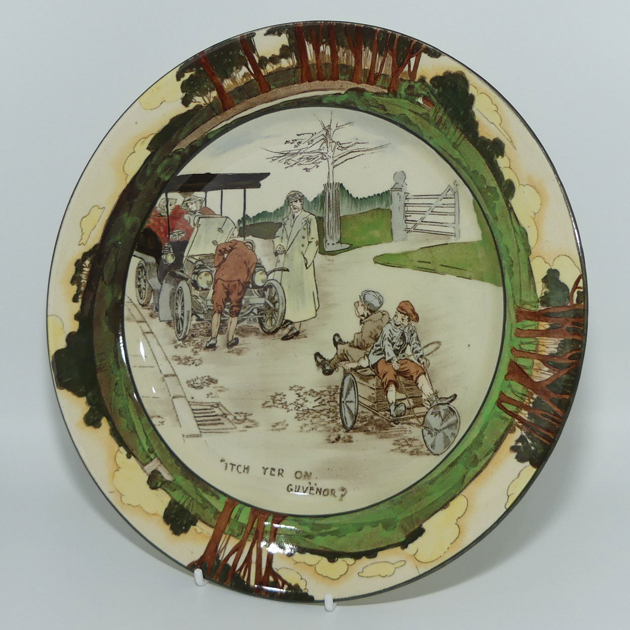 Royal Doulton Early Motoring plate D2406: 'Itch yer on... | Large