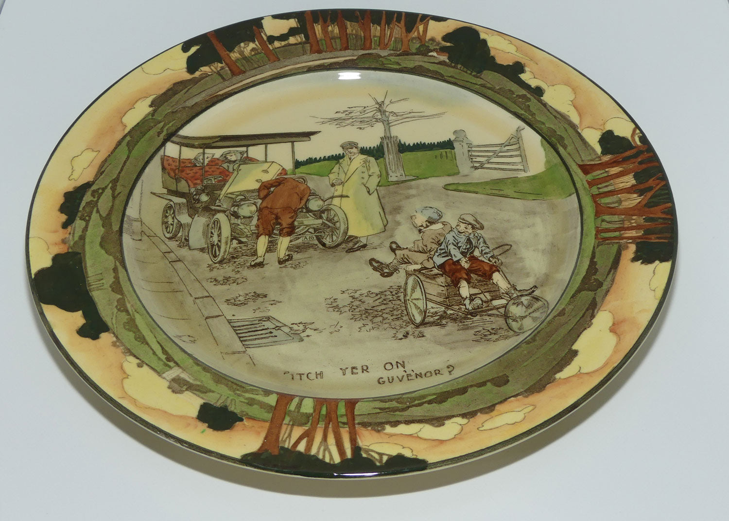 Royal Doulton Early Motoring plate D2406: Itch yer on Guvenor