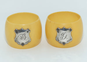 Pair of Xylonite Celluloid Ivorine Napkin Rings | Bride and Groom | London 1901