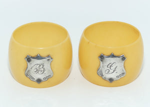 Pair of Xylonite Celluloid Ivorine Napkin Rings | Bride and Groom | London 1901