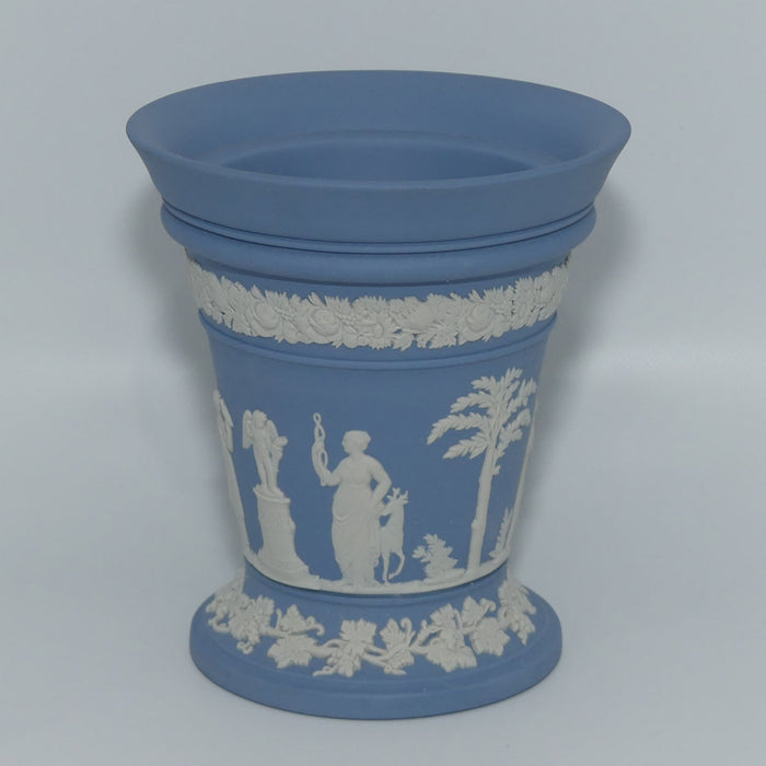 Wedgwood Jasper | White on Pale Blue | Pedastal vase | 12.5cm