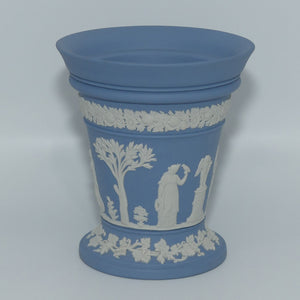 Wedgwood Jasper | White on Pale Blue | Pedastal vase | 12.5cm