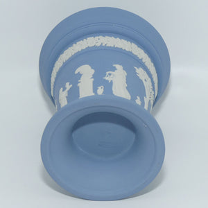 Wedgwood Jasper | White on Pale Blue | Pedastal vase | 12.5cm