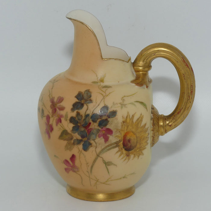 Royal Worcester Blush Ivory hand painted Yellow Daisy small flatback jug | 13cm