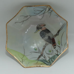 Australiana | Kookaburra in Tree gilt trim octagonal bowl | Nippon