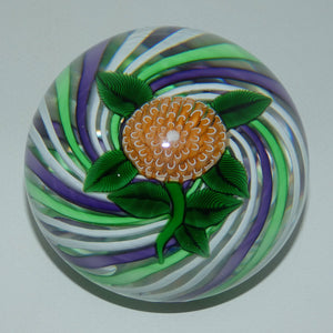 john-deacons-scotland-lampwork-pompom-on-swirl-magnum-paperweight