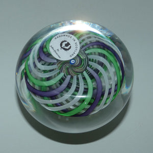 john-deacons-scotland-lampwork-pompom-on-swirl-magnum-paperweight