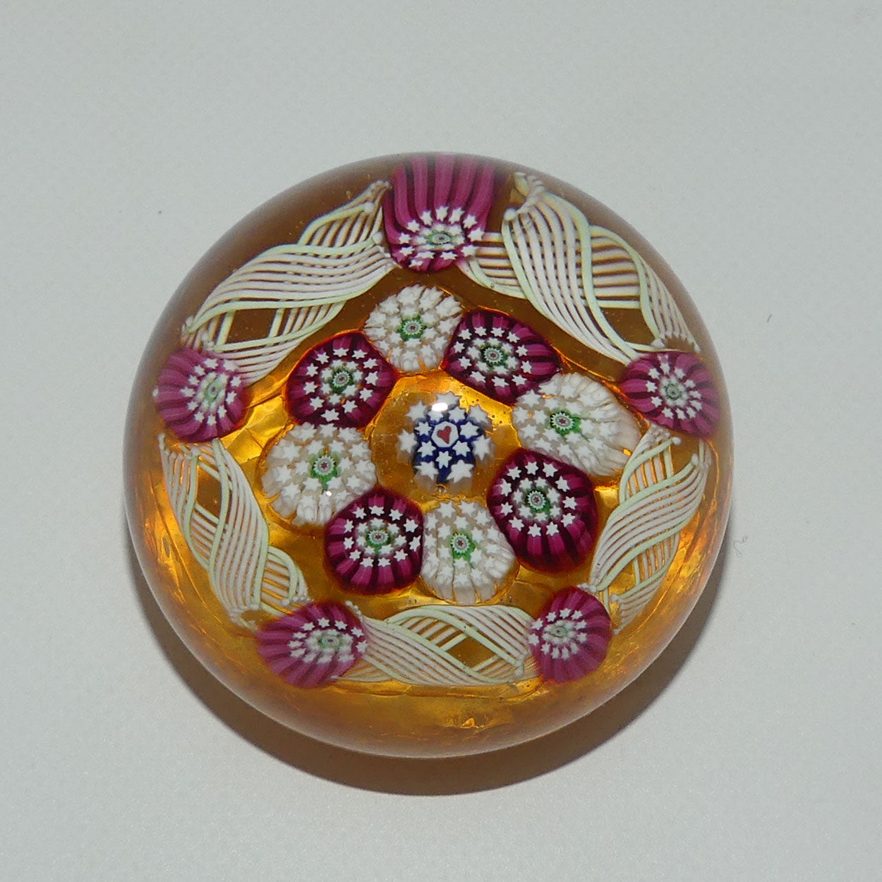 john-deacons-scotland-complex-latticino-garland-miniature-paperweight-amber
