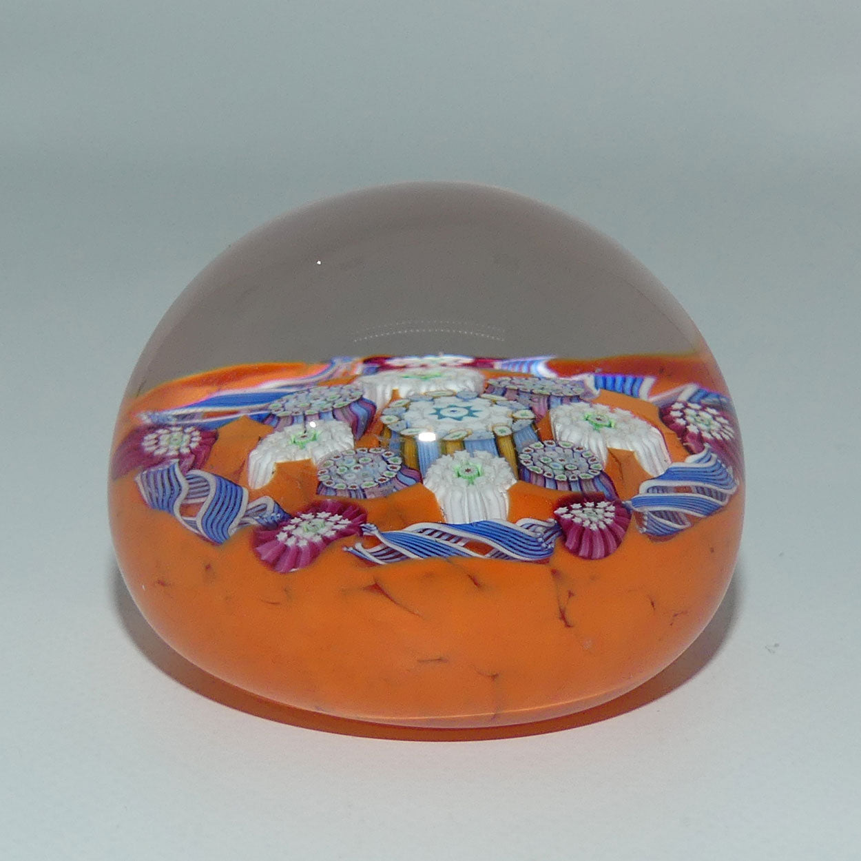 john-deacons-scotland-complex-latticino-garland-miniature-paperweight-tangerine