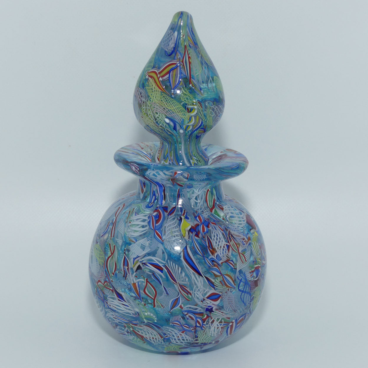 John Deacons Scotland Perfume Bottle Latticino End of Day | Pale Blue