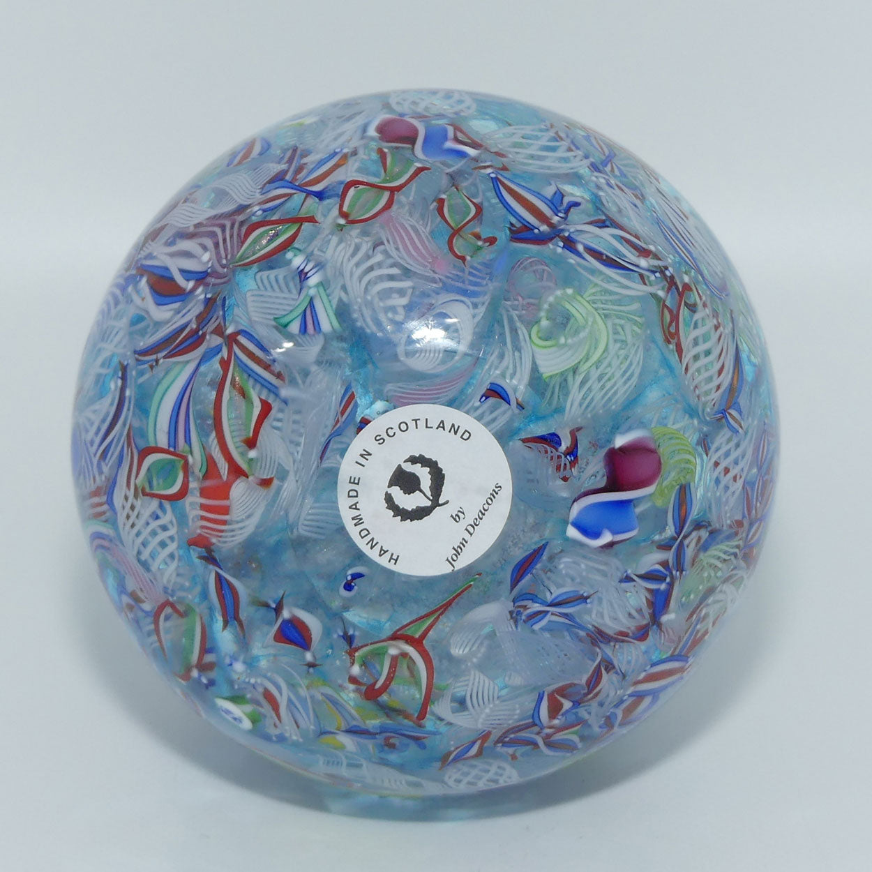 John Deacons Scotland Perfume Bottle Latticino End of Day | Pale Blue