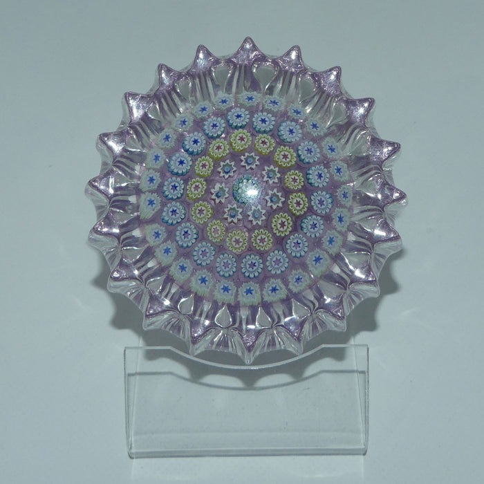 John Deacons Scotland Millefiori Concentric Ribbed paperweight | Pale Lavender