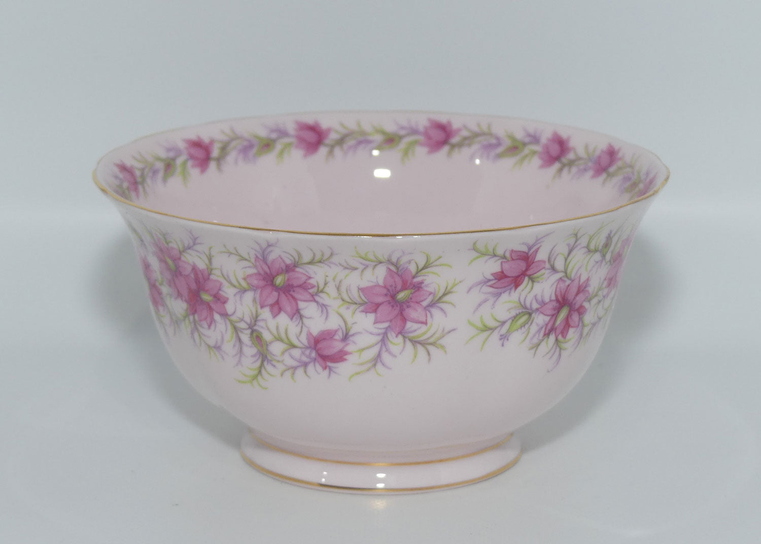 Tuscan Bone China Pretty Pink Love in the Mist sugar bowl