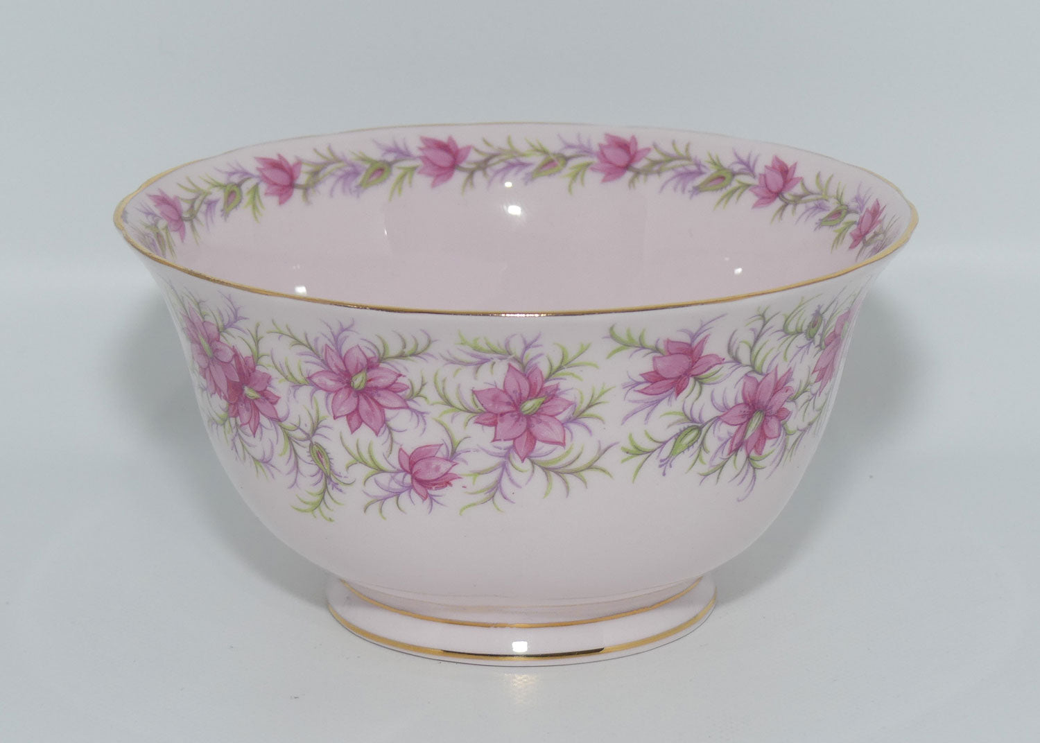 Tuscan Fine English Bone China Pretty Pink Love in the Mist sugar bowl