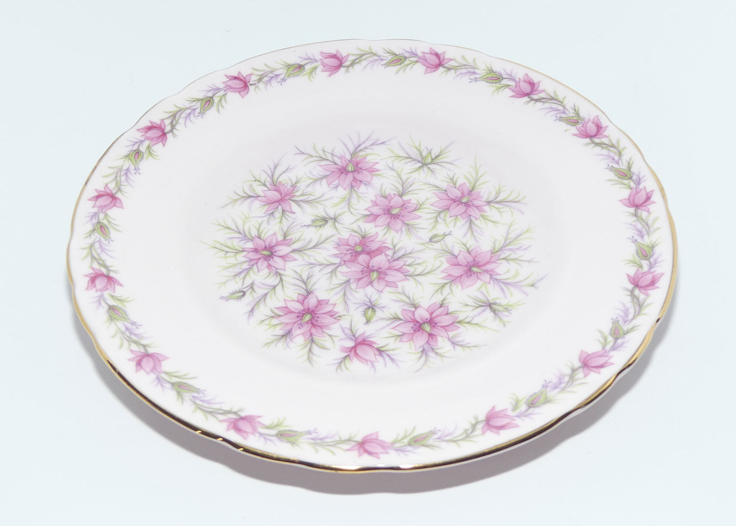 Tuscan Bone China Pretty Pink Love in the Mist trio | Small plate