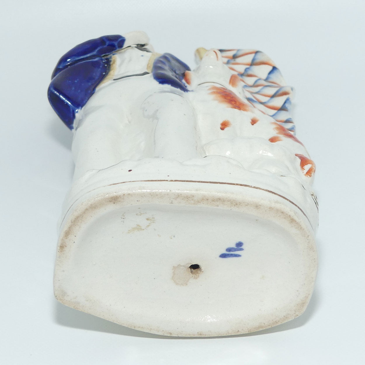 Antique Staffordshire Pottery Man with Flag and Spaniel figure