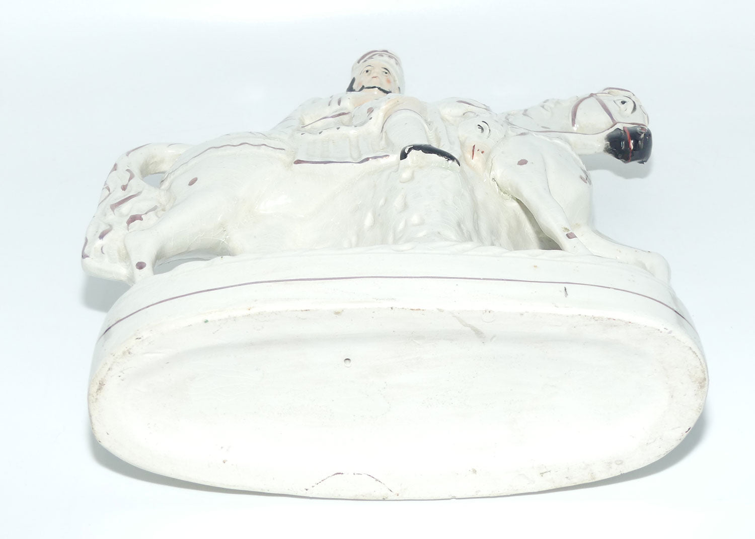 Antique Staffordshire Pottery Man on Horse figure | Large