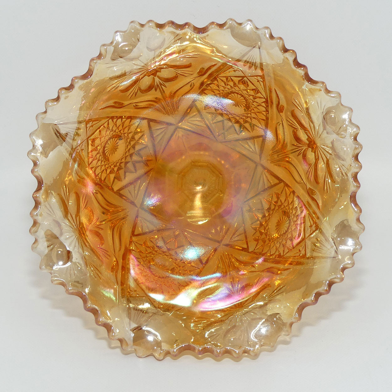 marigold-carnival-glass-fluted-edge-comport-flower-and-star