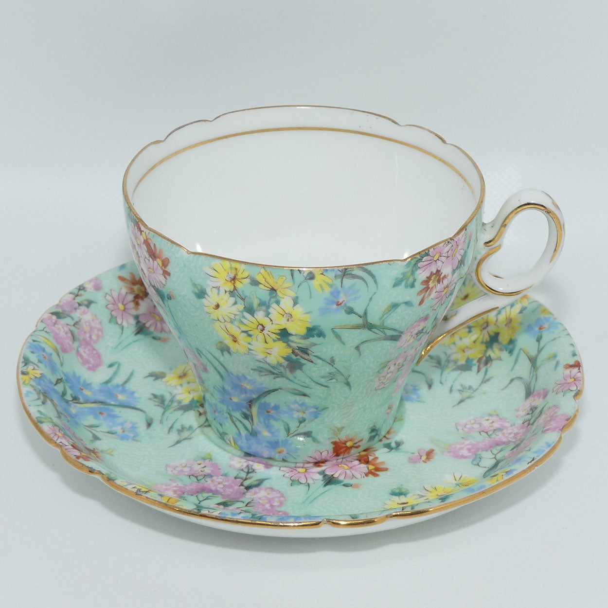 Shelley Cambridge Shape Melody Chintz trio | Square Plate | Pattern X12973 