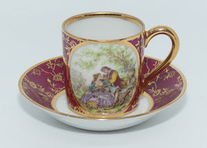 Monarch Porcelain D'Art Limoges France Traditional Courting tea can and saucer