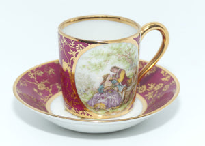 Monarch Porcelain D'Art Limoges France Traditional Courting tea can and saucer