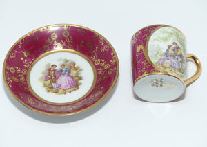 Monarch Porcelain D'Art Limoges France Traditional Courting tea can and saucer