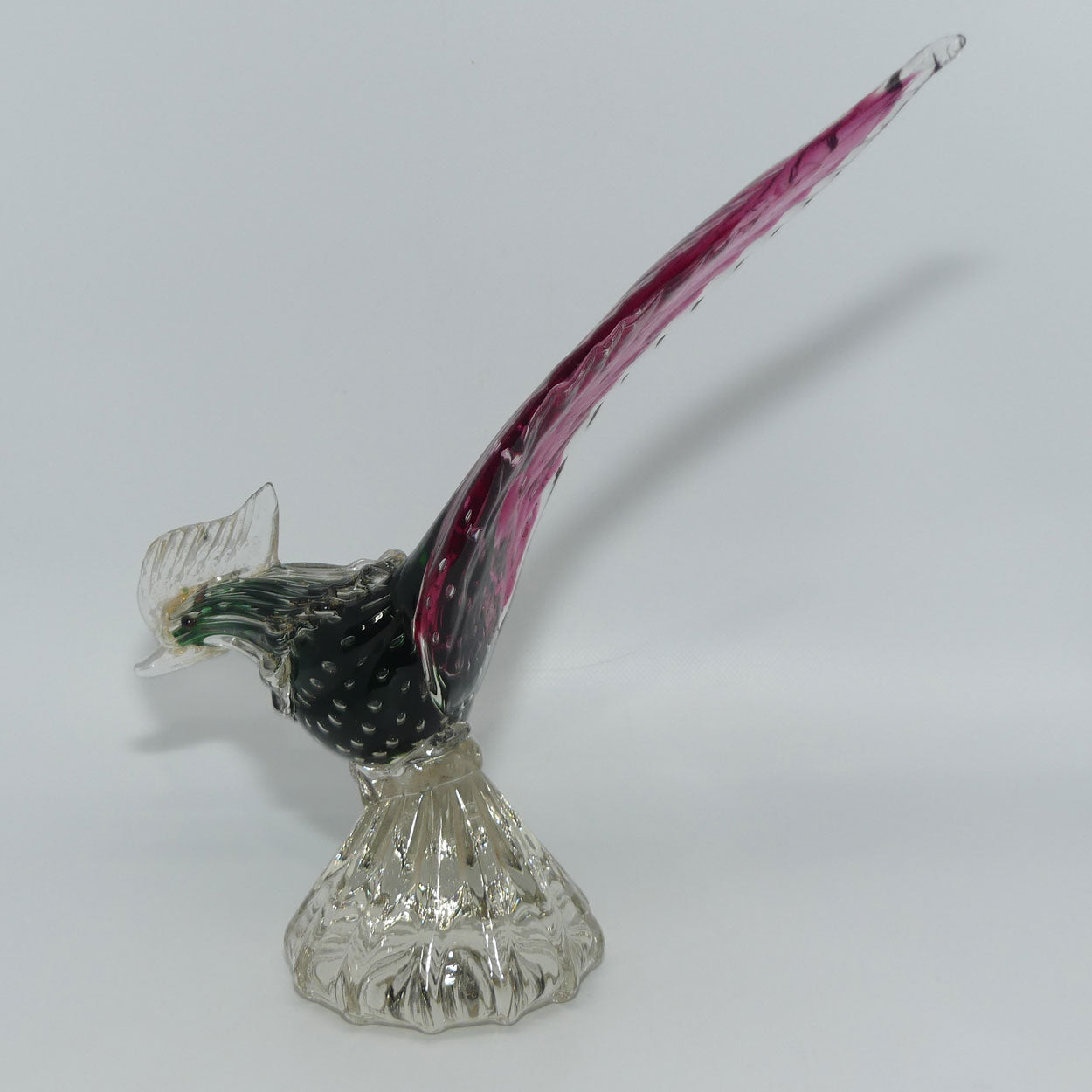 murano-italy-red-tail-green-body-glass-rooster-figure