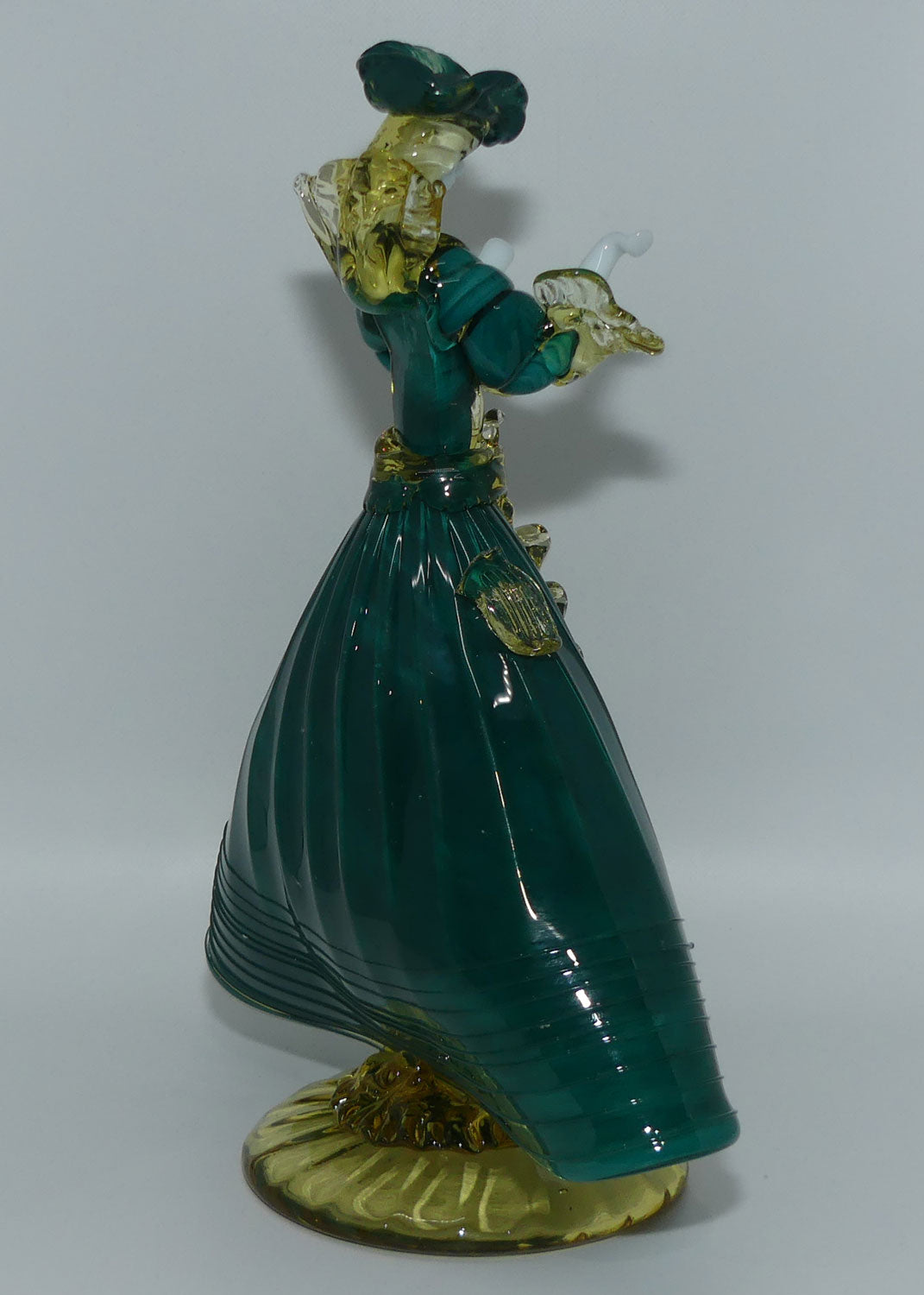 murano-glass-figure-of-a-lady-emerald-green-and-amber
