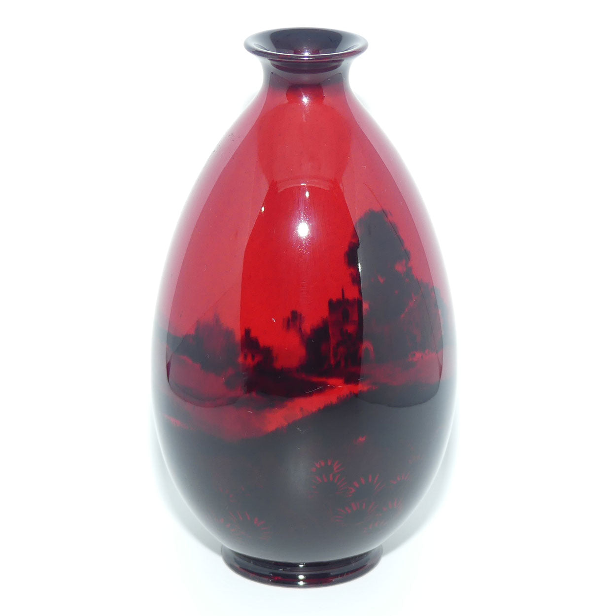 Royal Doulton Flambe Churches or Castle scene vase | Shape 7777