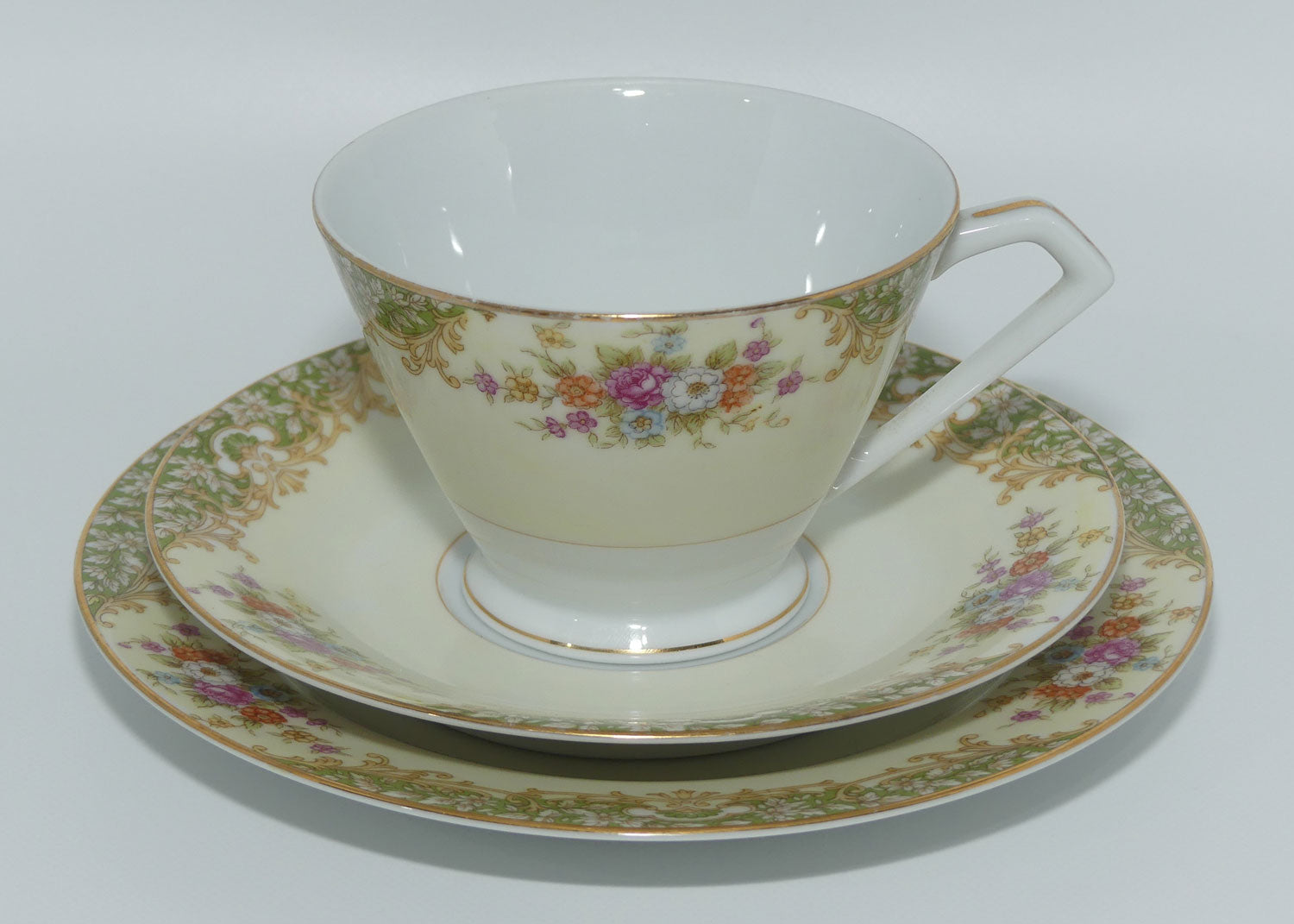 Vintage Noritake Art Deco inspired Floral trio