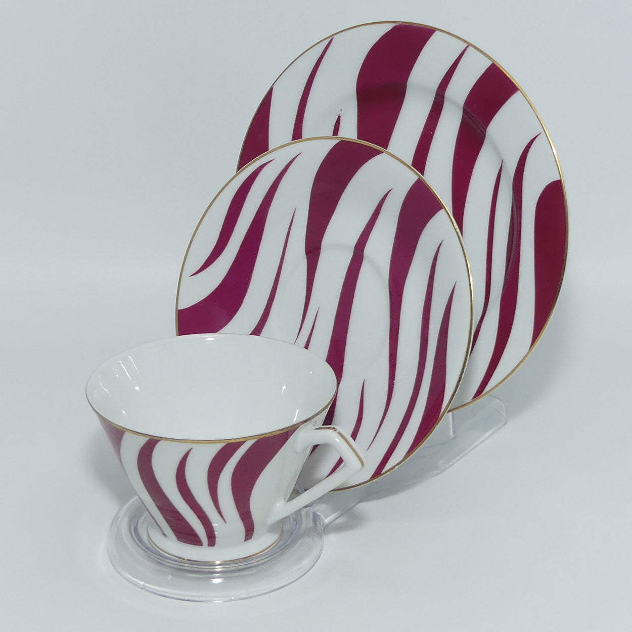 vintage-retro-noritake-japan-zebra-pattern-trio-cerise