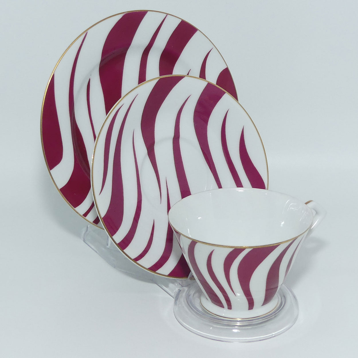 vintage-retro-noritake-japan-zebra-pattern-trio-cerise