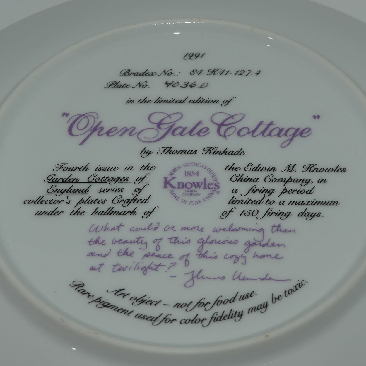 bradex-84-k41-127-4-plate-garden-cottages-of-england-open-gate-cottage