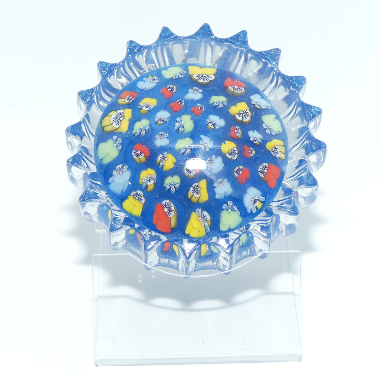 john-deacons-scotland-millefiori-pansy-paperweight-pacific-blue-ribbed