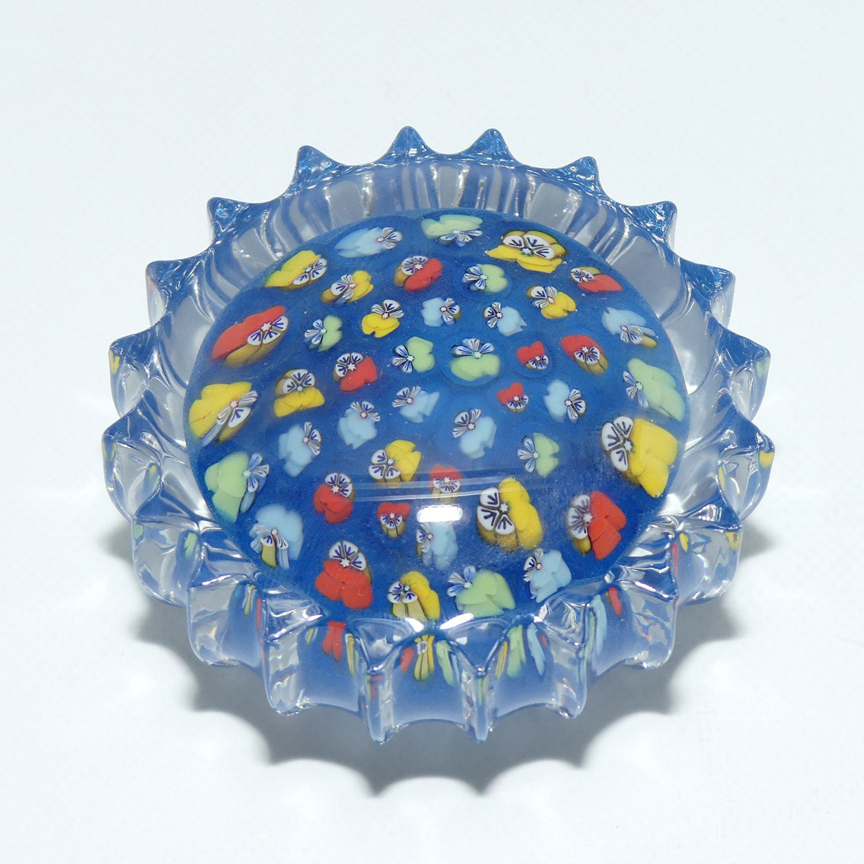 john-deacons-scotland-millefiori-pansy-paperweight-pacific-blue-ribbed