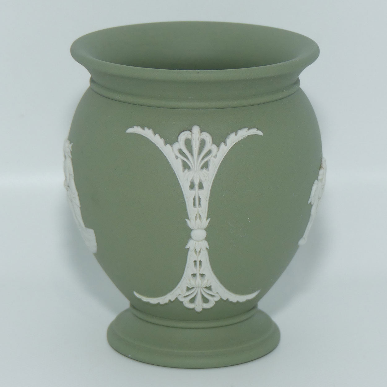 Wedgwood Jasper | White on Sage Green | Grecian Maidens and Pegasus vase